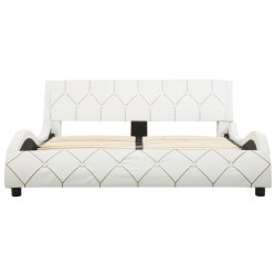 Cadre de lit sans matelas blanc similicuir 140x200 cm 