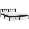 Cadre de lit sans matelas noir bois massif 