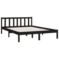 Cadre de lit sans matelas noir bois massif 