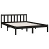 Cadre de lit sans matelas noir bois massif 