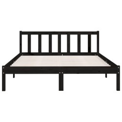 Cadre de lit sans matelas noir bois massif 