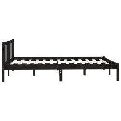Cadre de lit sans matelas noir bois massif 