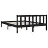 Cadre de lit sans matelas noir bois massif 
