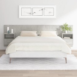 Tête de lit avec armoires Gris béton Bois d'ingénierie 