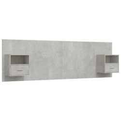 Tête de lit avec armoires Gris béton Bois d'ingénierie 