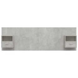 Tête de lit avec armoires Gris béton Bois d'ingénierie 