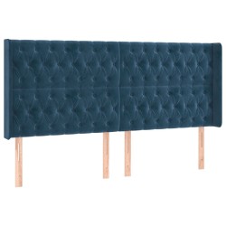 Tête de lit avec oreilles Bleu foncé 203x16x118/128 cm Velours 