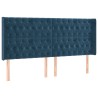 Tête de lit avec oreilles Bleu foncé 203x16x118/128 cm Velours 