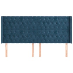 Tête de lit avec oreilles Bleu foncé 203x16x118/128 cm Velours 