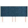 Tête de lit avec oreilles Bleu foncé 203x16x118/128 cm Velours 