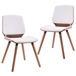 Chaises à manger lot de 2 blanc similicuir 