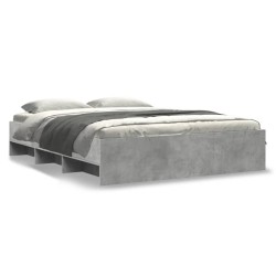 Cadre de lit sans matelas gris béton 150x200 cm bois ingénierie 