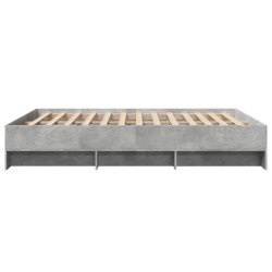Cadre de lit sans matelas gris béton 150x200 cm bois ingénierie 