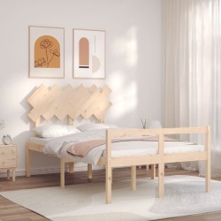Lit pour personne âgée et tête de lit petit double bois massif 