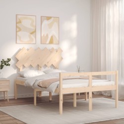 Lit pour personne âgée et tête de lit petit double bois massif 