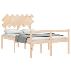 Lit pour personne âgée et tête de lit petit double bois massif 
