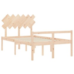 Lit pour personne âgée et tête de lit petit double bois massif 