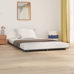Cadre de lit sans matelas gris 120x200 cm bois de pin massif 