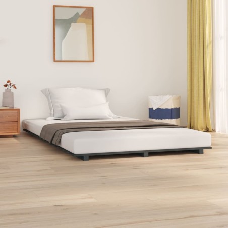Cadre de lit sans matelas gris 120x200 cm bois de pin massif 