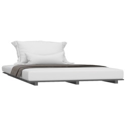 Cadre de lit sans matelas gris 120x200 cm bois de pin massif 