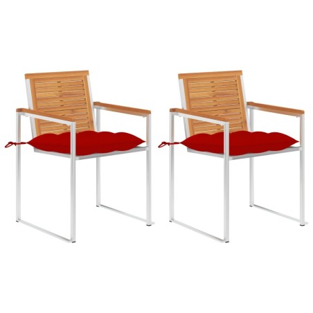 Chaises de jardin avec coussins lot de 2 Acacia solide et acier 