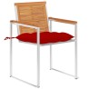 Chaises de jardin avec coussins lot de 2 Acacia solide et acier 