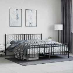 Cadre de lit métal sans matelas avec pied de lit noir 180x200cm 