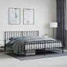 Cadre de lit métal sans matelas avec pied de lit noir 180x200cm 
