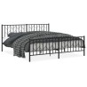 Cadre de lit métal sans matelas avec pied de lit noir 180x200cm 