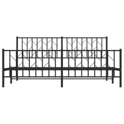 Cadre de lit métal sans matelas avec pied de lit noir 180x200cm 