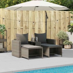 Salon de jardin 5 pcs avec coussins empilable gris polyrotin 