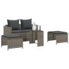 Salon de jardin 5 pcs avec coussins empilable gris polyrotin 