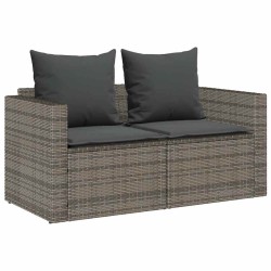 Salon de jardin 5 pcs avec coussins empilable gris polyrotin 