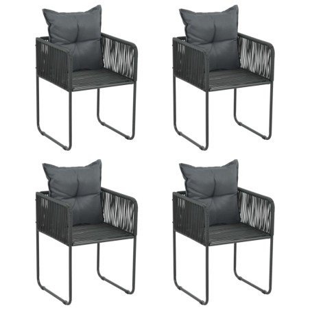 Chaises d'extérieur lot de 4 avec oreillers Résine tressée Noir 