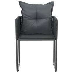 Chaises d'extérieur lot de 4 avec oreillers Résine tressée Noir 