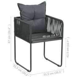 Chaises d'extérieur lot de 4 avec oreillers Résine tressée Noir 