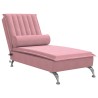 Chaise longue de massage avec traversin rose velours 
