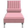 Chaise longue de massage avec traversin rose velours 