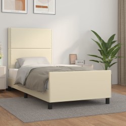 Cadre de lit sans matelas crème 80x200 cm similicuir 
