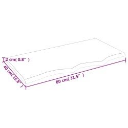 Dessus de table 80x40x2 cm bois de chêne massif non traité 