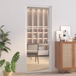 Porte intérieure 83x201,5 cm Blanc Verre ESG et aluminium 