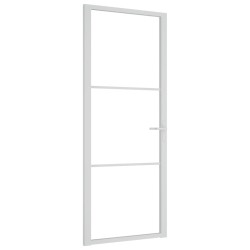 Porte intérieure 83x201,5 cm Blanc Verre ESG et aluminium 