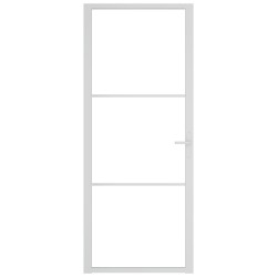 Porte intérieure 83x201,5 cm Blanc Verre ESG et aluminium 