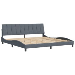Cadre de lit sans matelas gris foncé 200x200 cm velours 