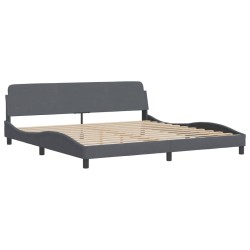 Cadre de lit sans matelas gris foncé 200x200 cm velours 