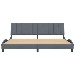 Cadre de lit sans matelas gris foncé 200x200 cm velours 