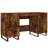 Bureau chêne fumé 140x50x75 cm bois d'ingénierie 