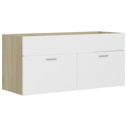 Armoire d'évier Blanc et chêne sonoma Bois d’ingénierie 