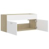 Armoire d'évier Blanc et chêne sonoma Bois d’ingénierie 