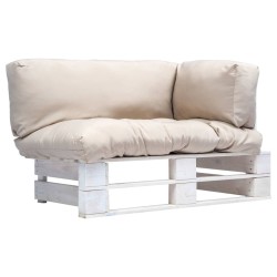 Canapé de jardin palette avec coussins sable pinède 